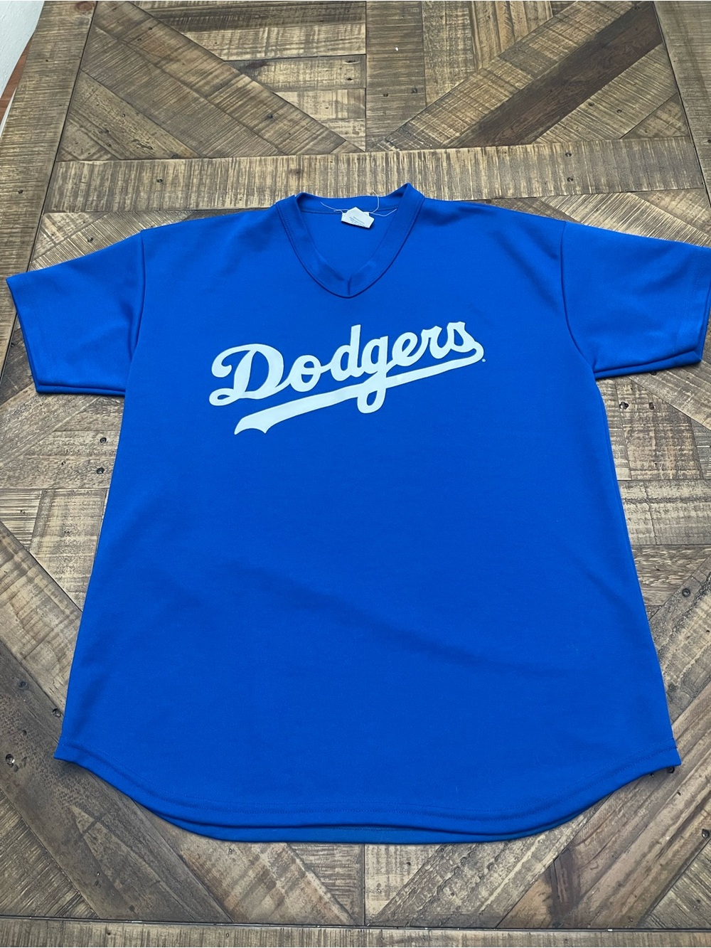 Vintage 90s Majestic LA Dodgers Pullover Jersey V-Neck Blue Mens L